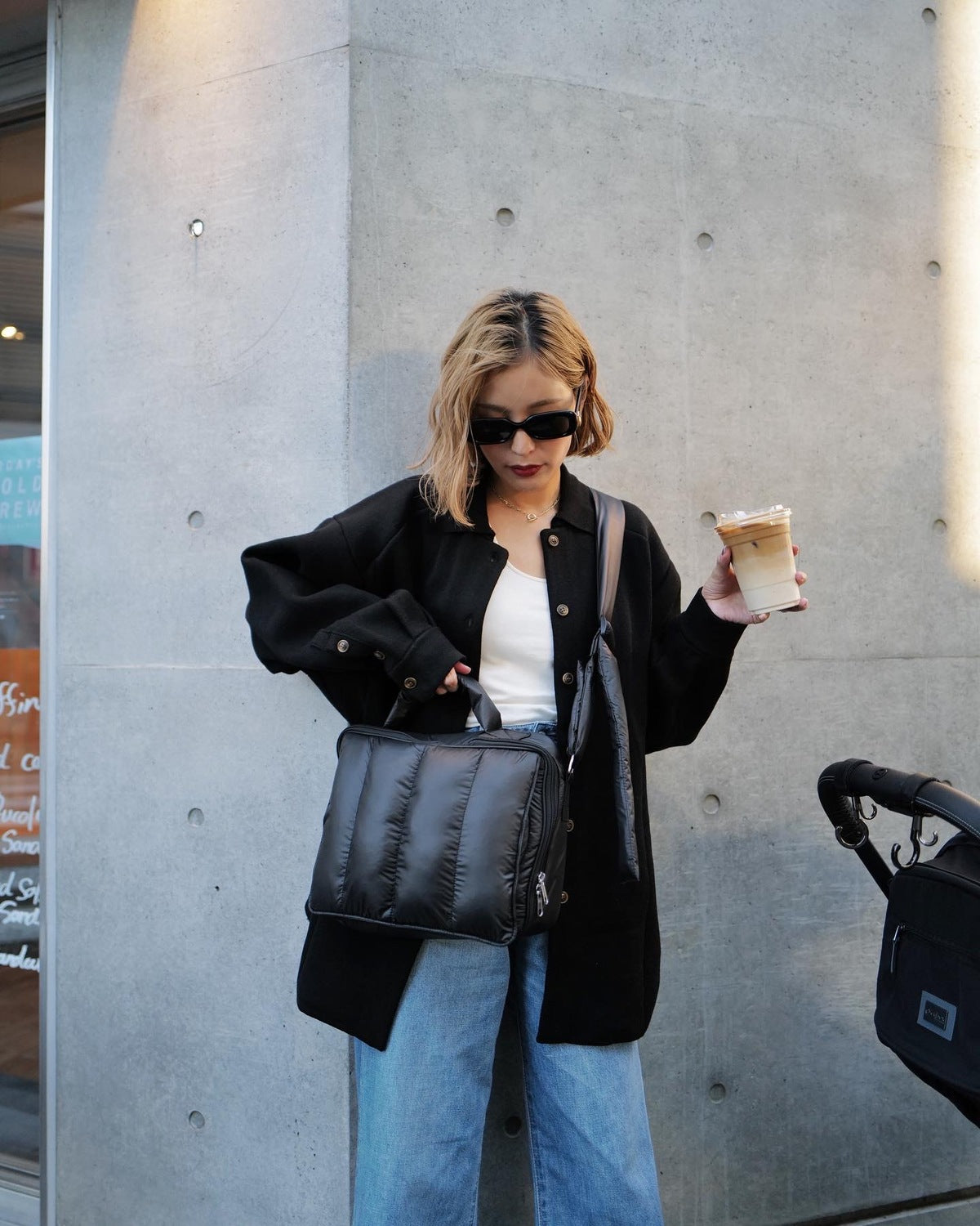 quilting mothers pouch bag -BLK-