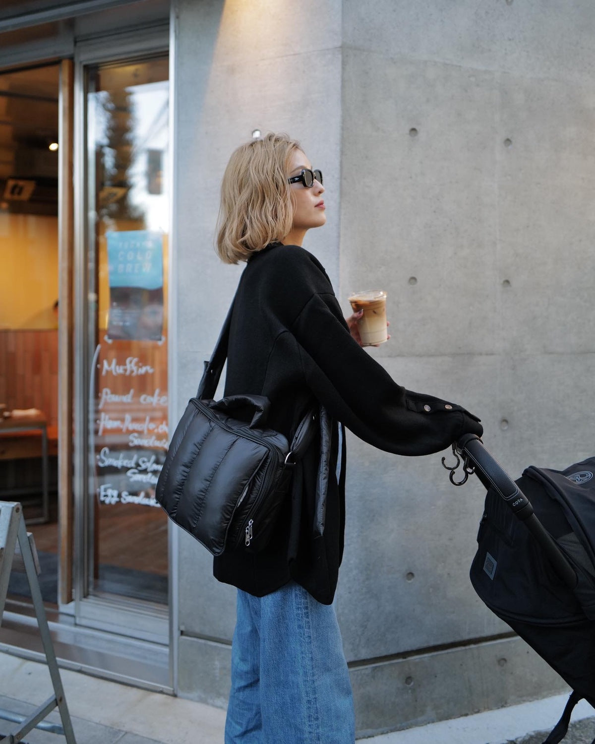 quilting mothers pouch bag -BLK-