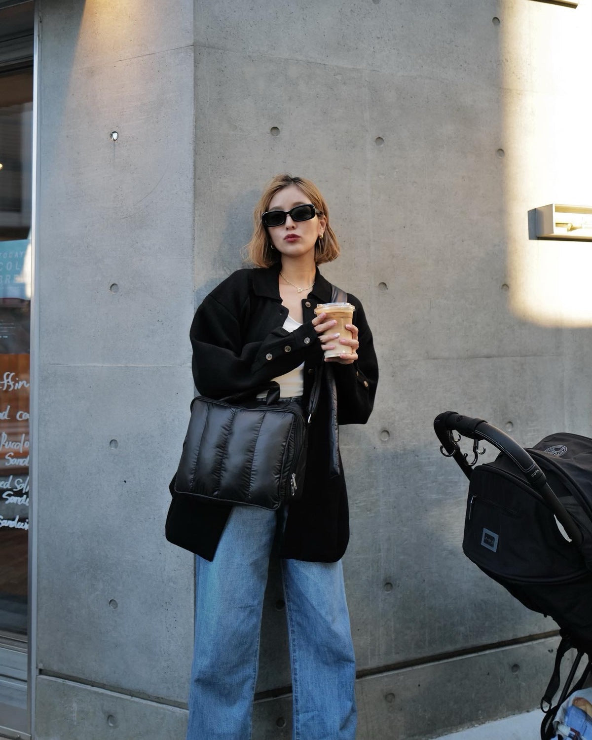 quilting mothers pouch bag -BLK-