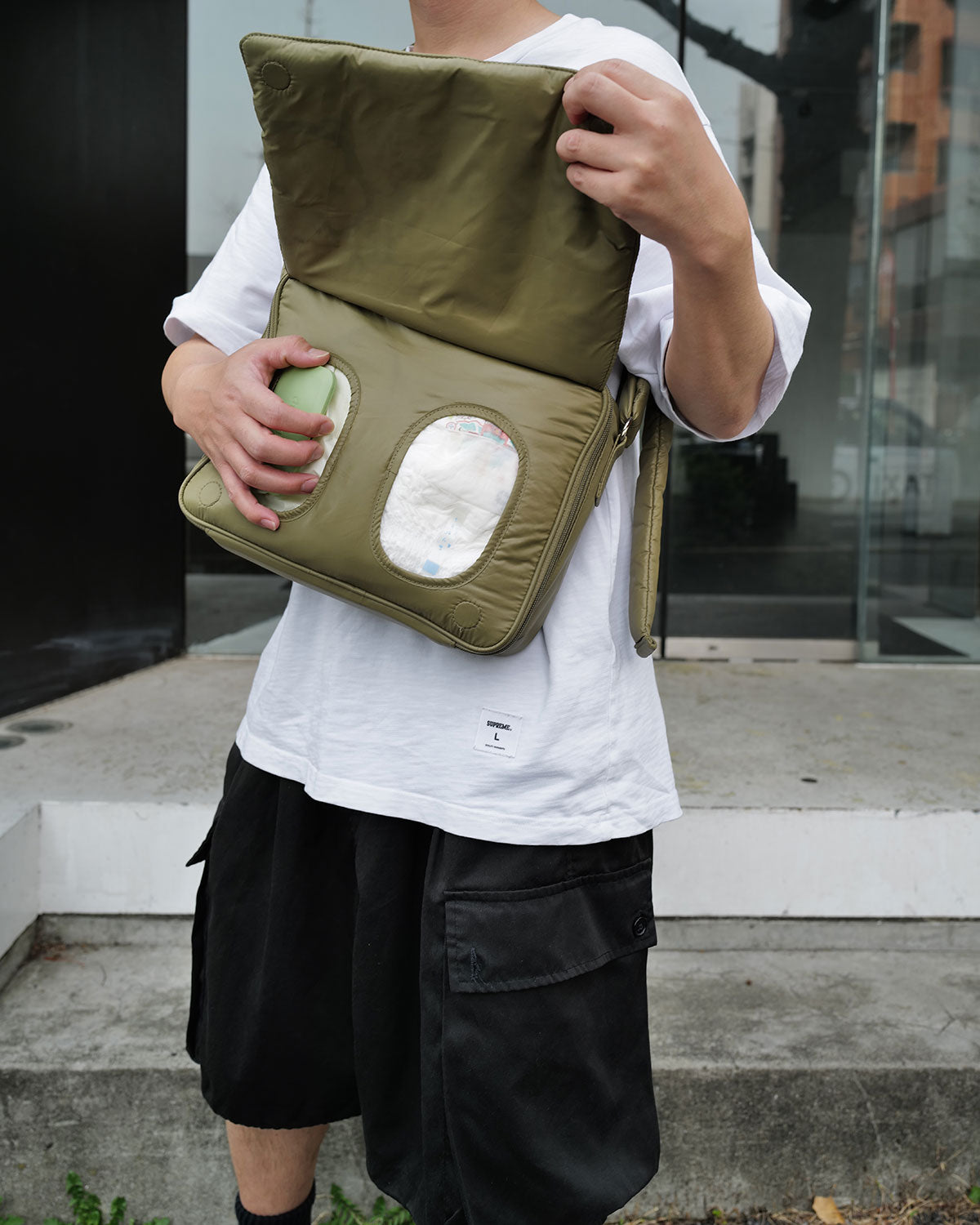 【限定カラー】quilting mothers pouch bag　-KHAKI-