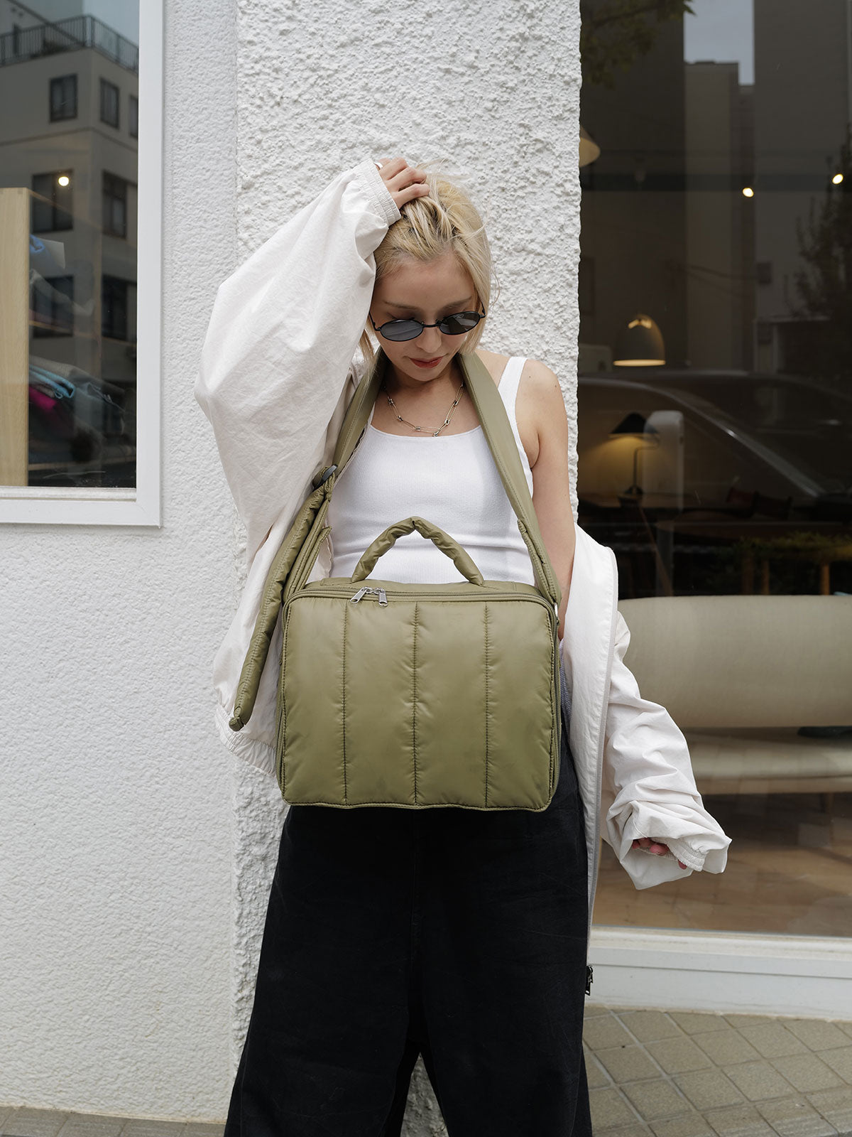 【限定カラー】quilting mothers pouch bag　-KHAKI-